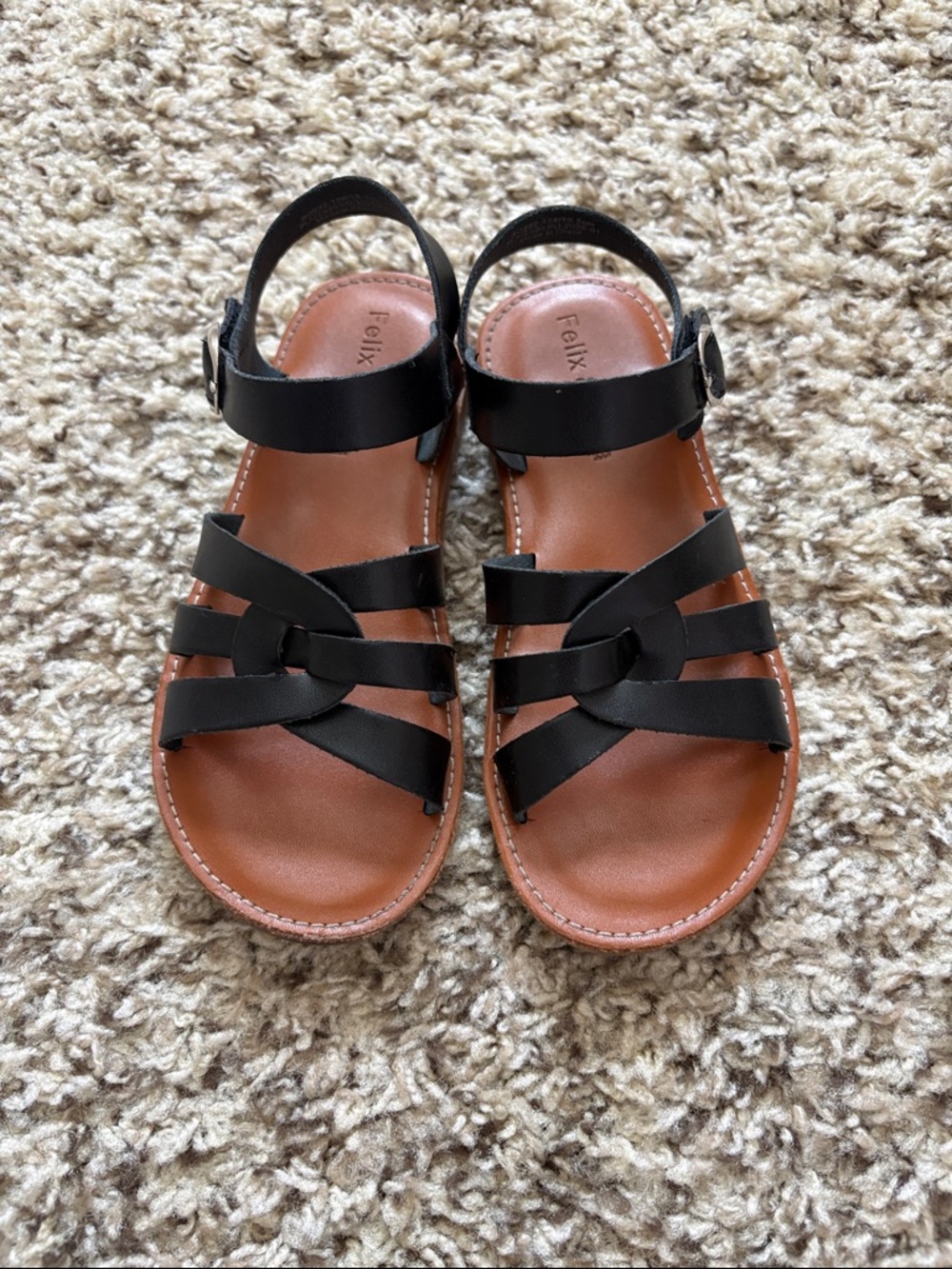 Felix Black Strappy Leather Sandals